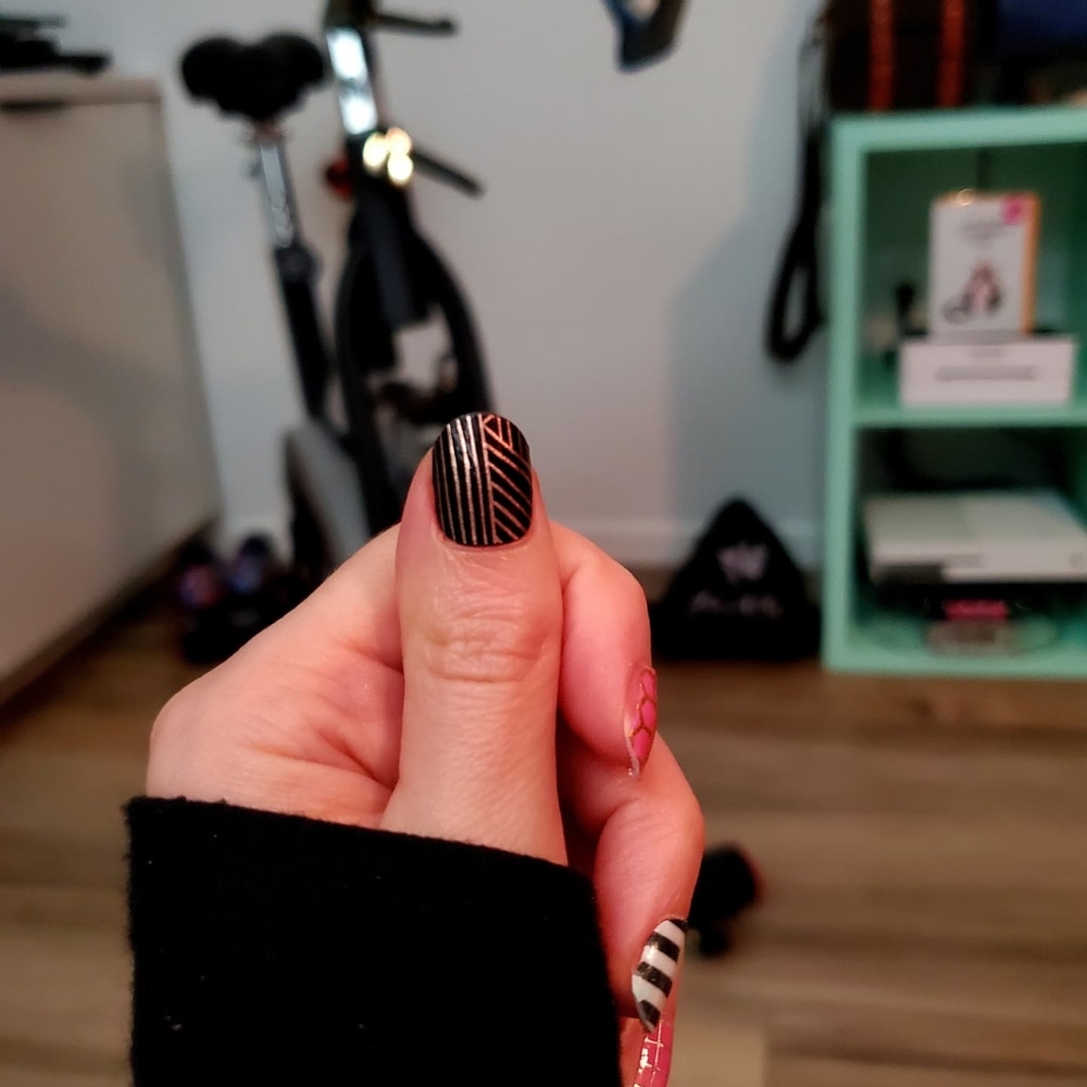Blue & Copper Holo Graphic Lines Nail Wrap Overlays